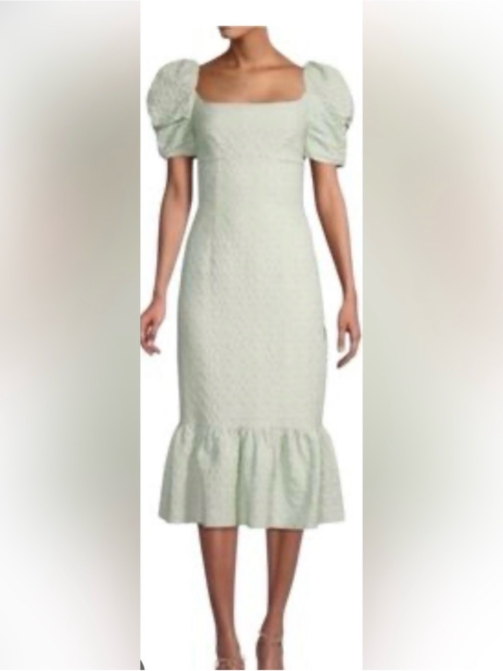 Rachel Parcell Mint Green Textured Puff-Sleeve Midi Dress